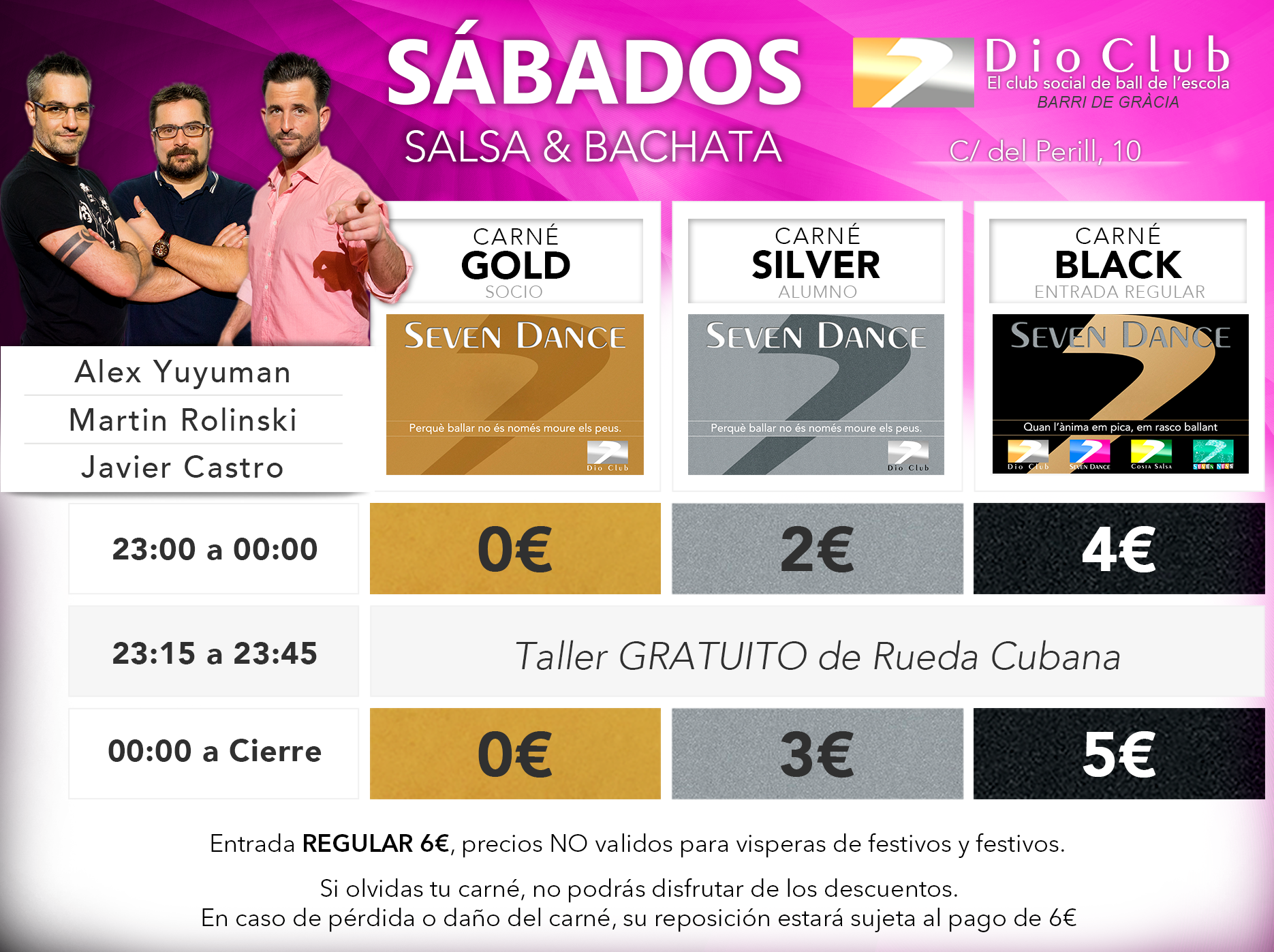 Prácticas de baile de los sábados