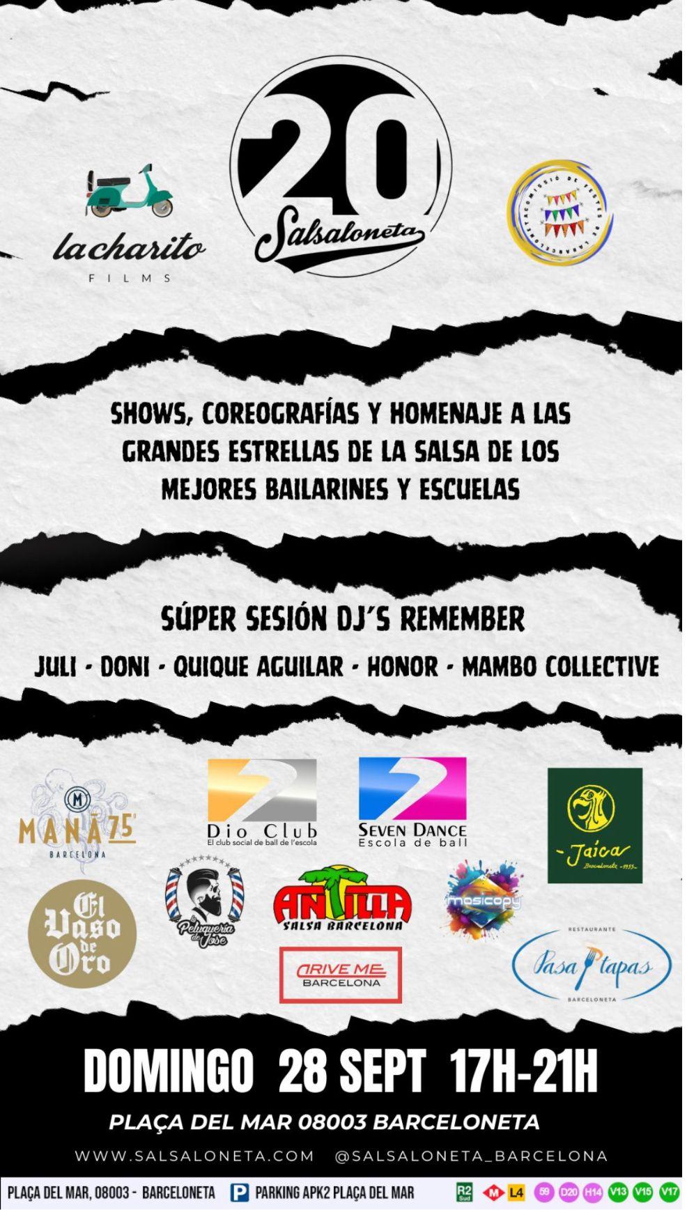 El cierre perfecto para un fin de semana histórico. Shows y coreografías únicas. Homenaje a las grandes estrellas de la salsa y a las escuelas más emblemáticas. Súper sesión DJ’s Remember: Juli, Doni, Quique Aguilar, Honor y Mambo Collective. 17:00h – 21:00h Plaça del Mar, Barceloneta