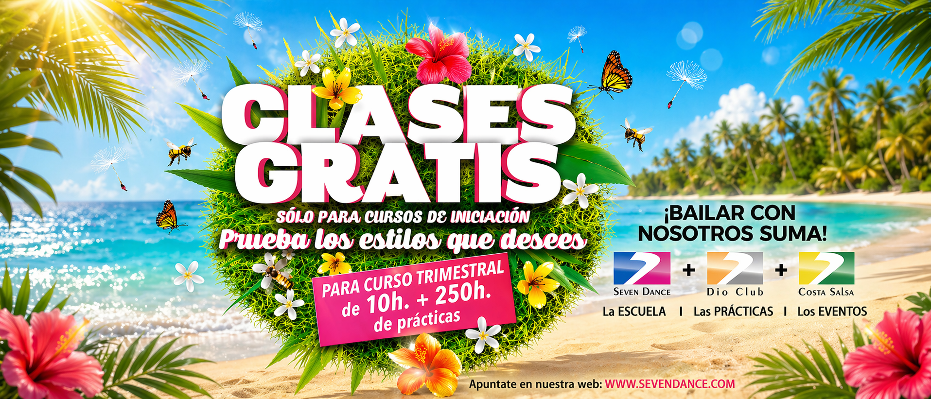 Clases de baile gratis en Barcelona para principiantes en mayo, con inicio de cursos en junio en Seven Dance. Descubre salsa, bachata y bailes de salón desde cero con profesores especializados y un método que combina clases, prácticas en Dio Club y eventos reales. Puertas abiertas con plazas limitadas. Reserva tu clase gratuita y empieza a bailar este verano en Barcelona.