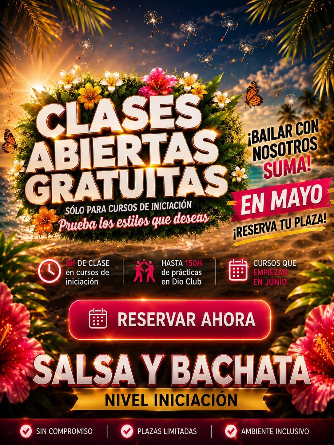 Clases abiertas gratuitas de Salsa y Bachata en mayo