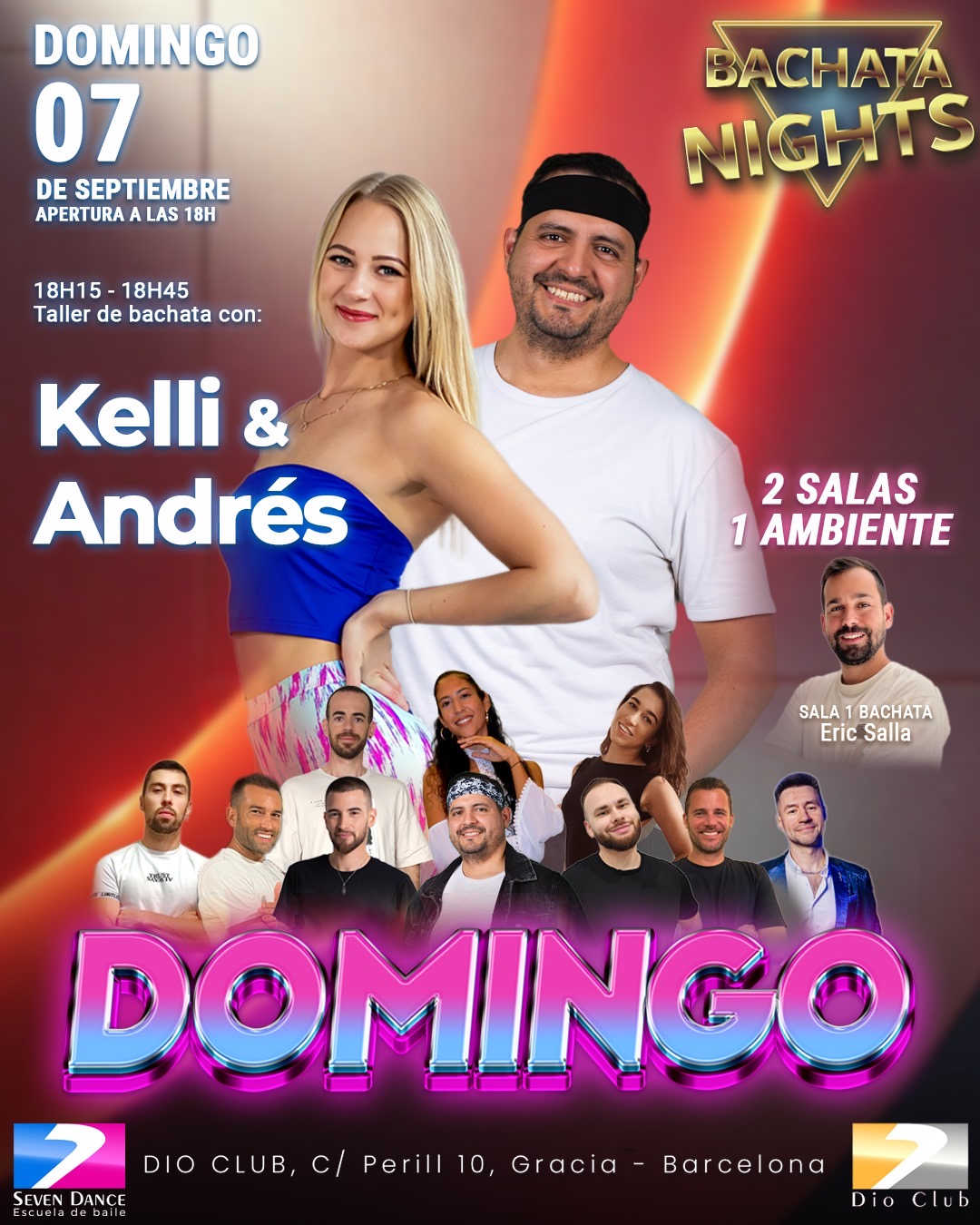 Escuelas de Baile Seven Dance Barcelona con prácticas y clases de baile, bachata y salsa