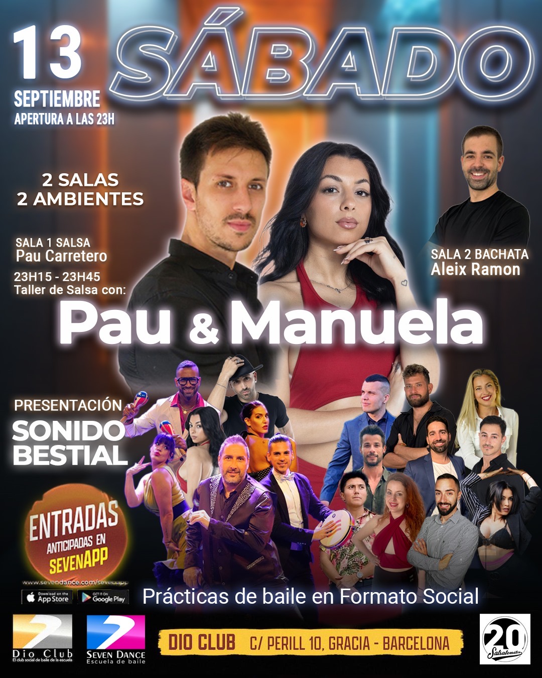 Escuela de Baile Seven Dance Barcelona con prácticas y clases de baile, bachata y salsa