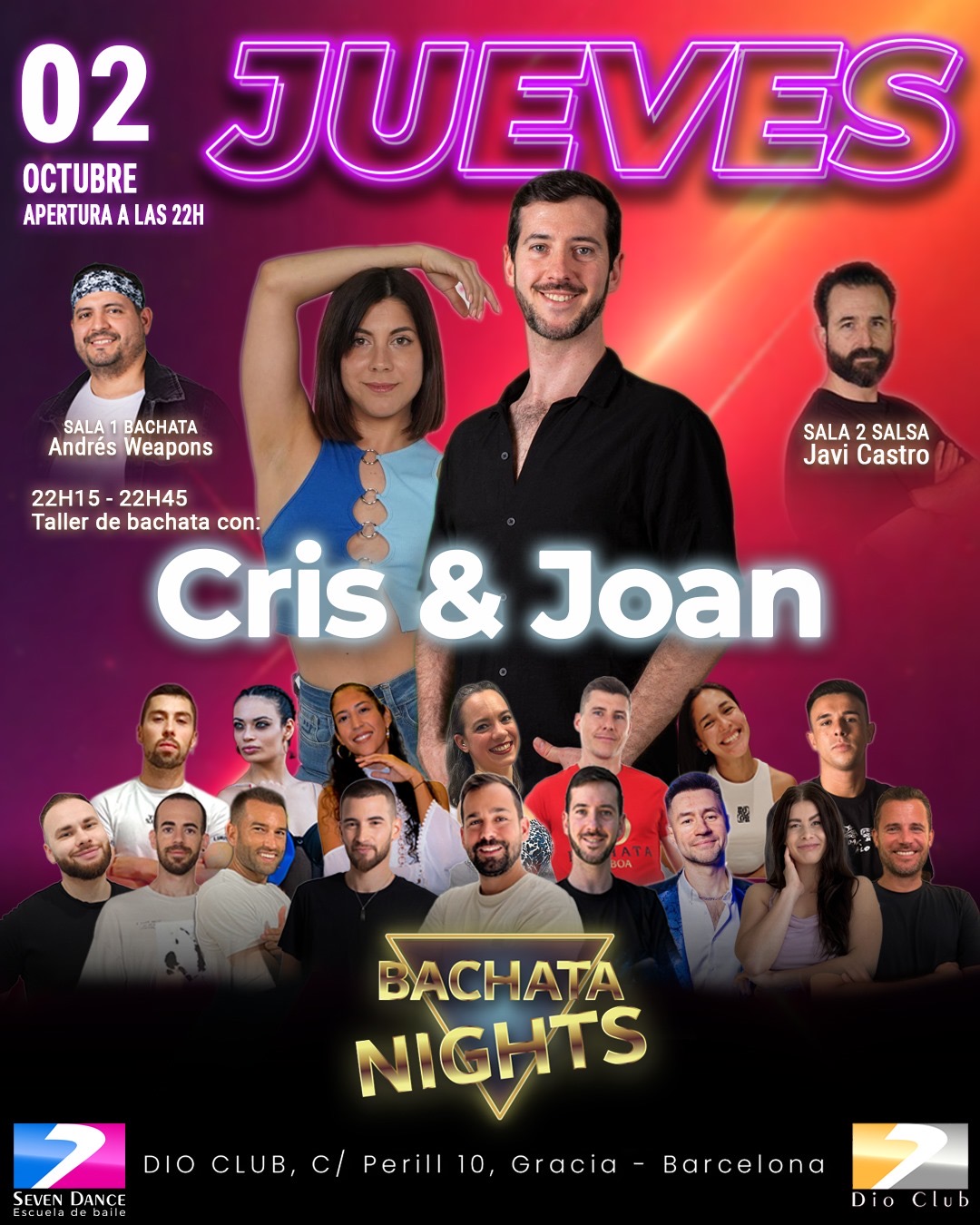 Escuela de Baile Seven Dance Barcelona con prácticas y clases de baile, bachata y salsa