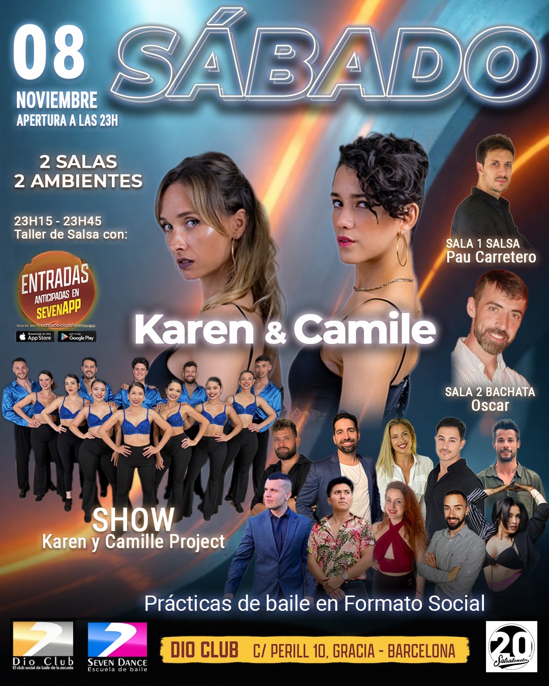 Escuela de Baile Seven Dance Barcelona con prácticas y clases de baile, bachata y salsa