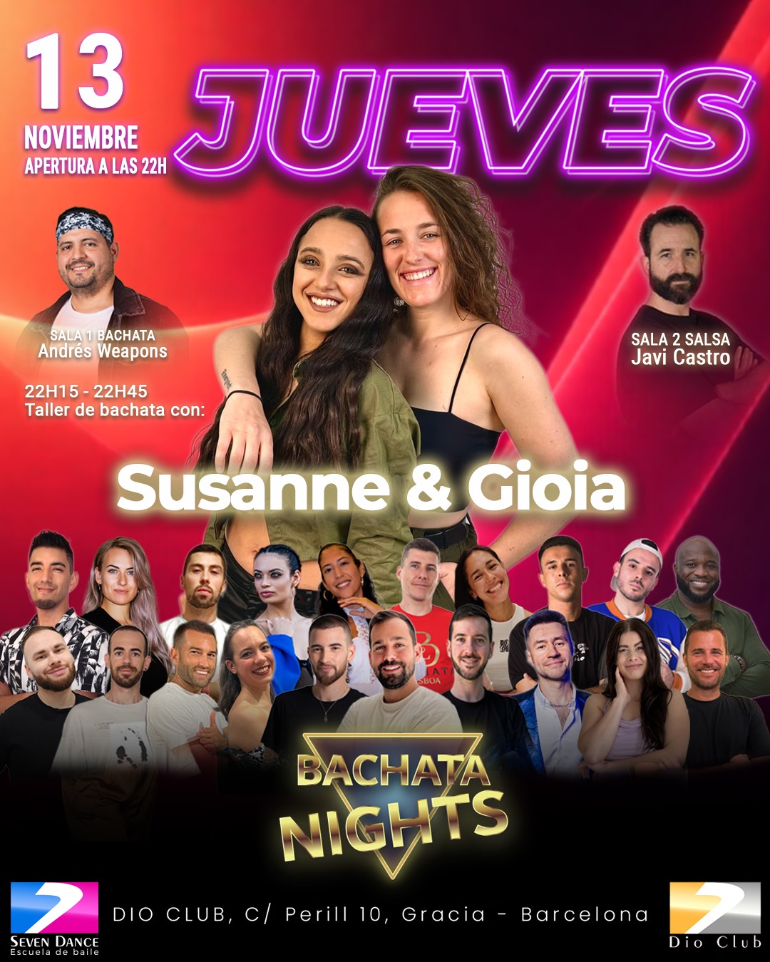 Escuela de Baile Seven Dance Barcelona con prácticas y clases de baile, bachata y salsa