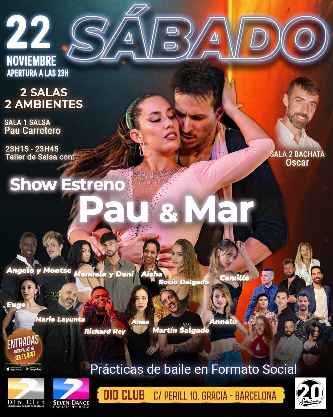 Escuela de Baile Seven Dance Barcelona con prácticas y clases de baile, bachata y salsa