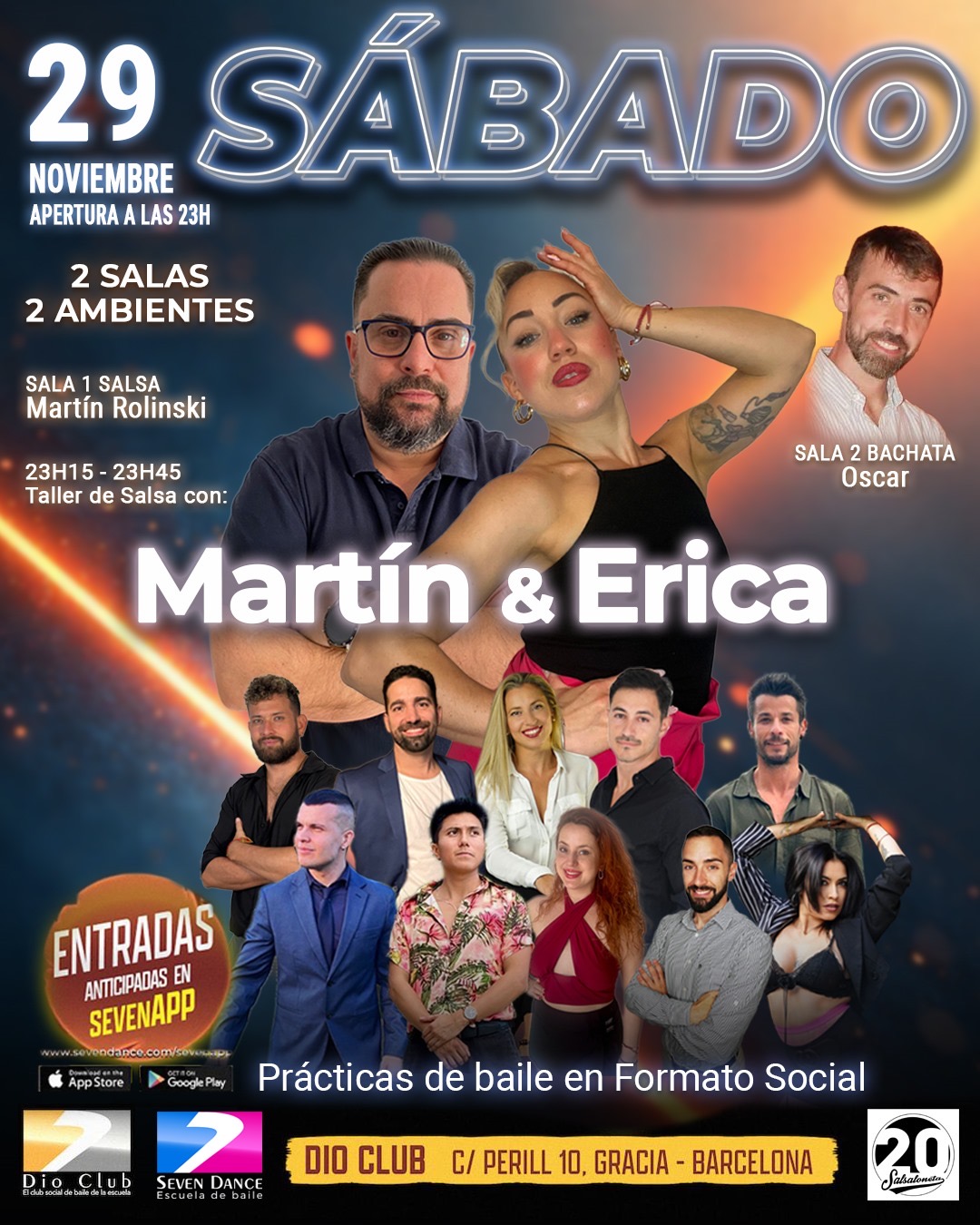 Escuela de Baile Seven Dance Barcelona con prácticas y clases de baile, bachata y salsa