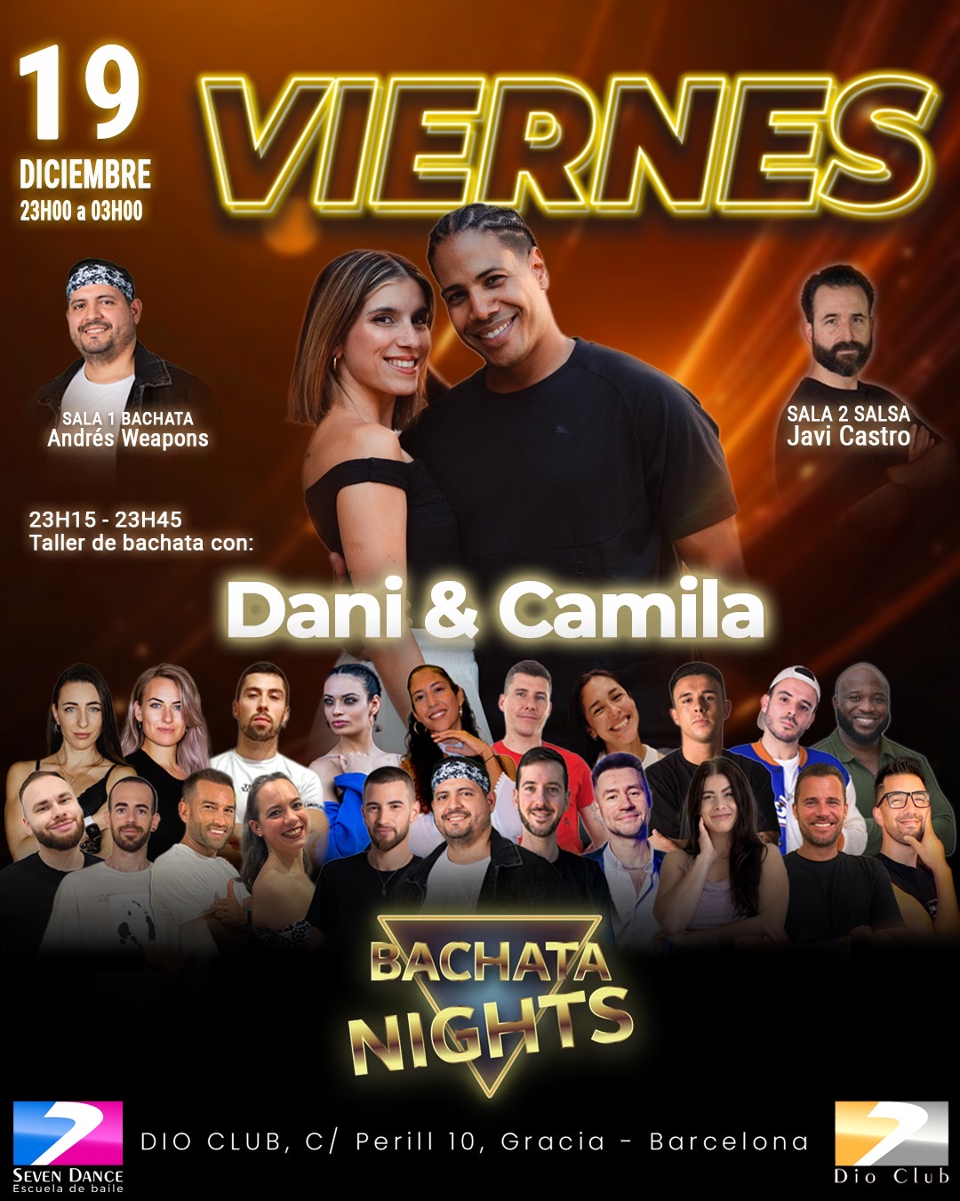 Escuela de Baile Seven Dance Barcelona con prácticas y clases de baile, bachata y salsa