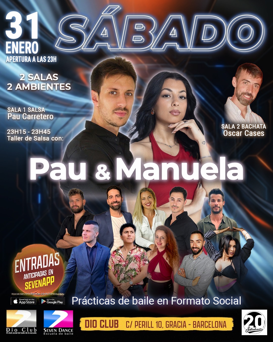 Escuela de Baile Seven Dance Barcelona con prácticas y clases de baile, bachata y salsa