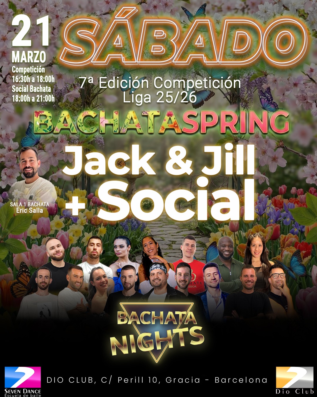 Bachata tardeo en Barcelona en Dio Club Seven Dance, sesión Sábados de PeTardeo con social de bachata por la tarde