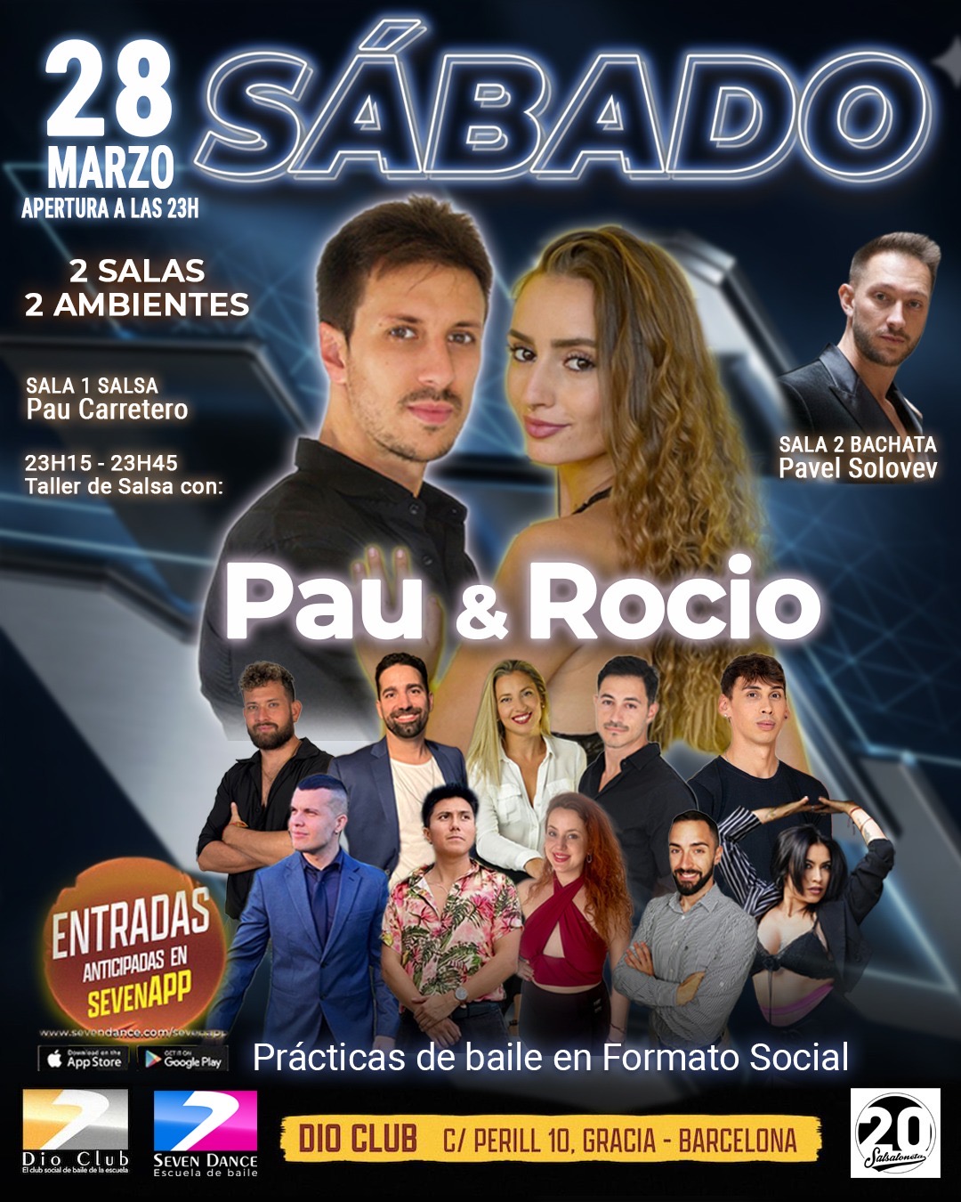 Escuela de Baile Seven Dance Barcelona con prácticas y clases de baile, bachata y salsa