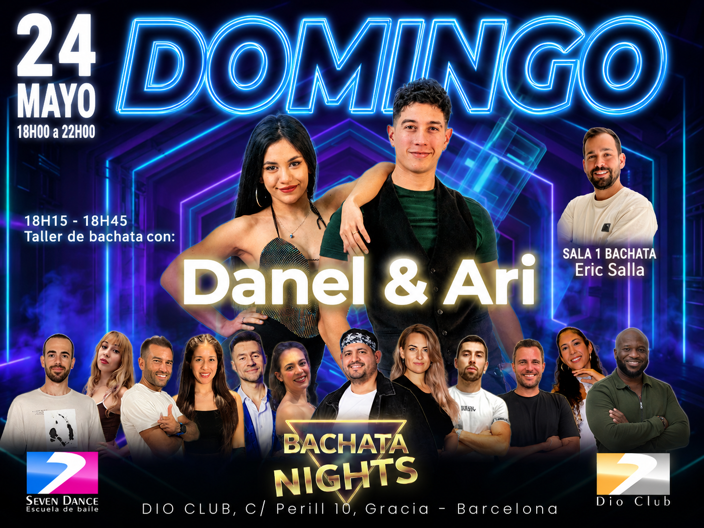 Escuelas de Baile Seven Dance Barcelona con prácticas y clases de baile, bachata y salsa
