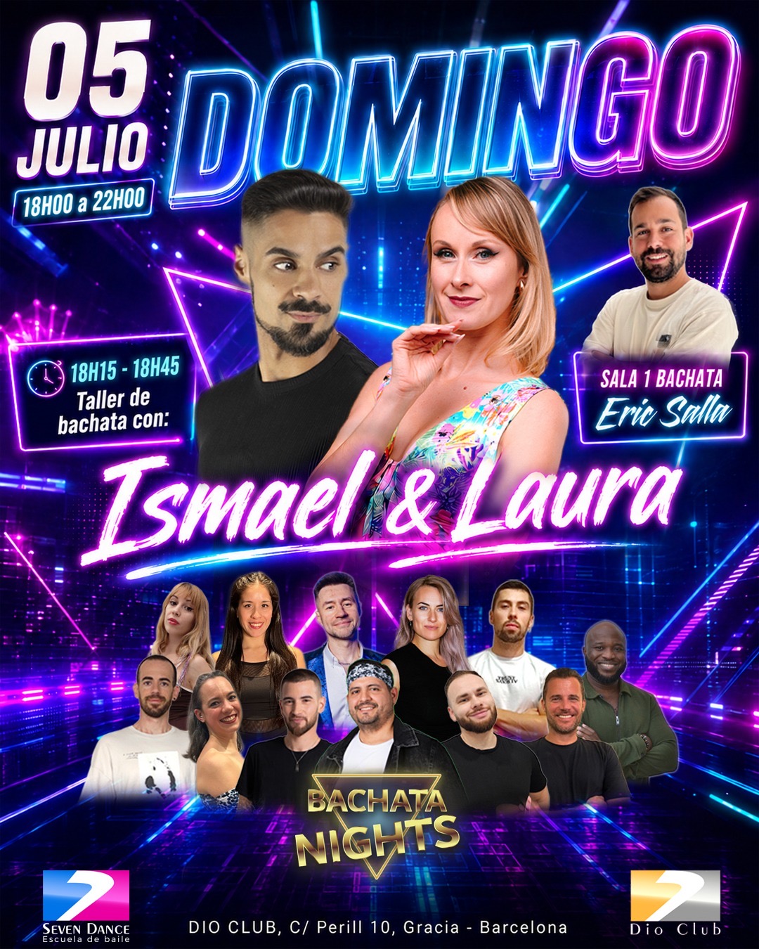 Domingo de Bachata en Dio Club con taller express de Ismael & Laura  y social de baile con Eric Salla hasta las 22-:00.