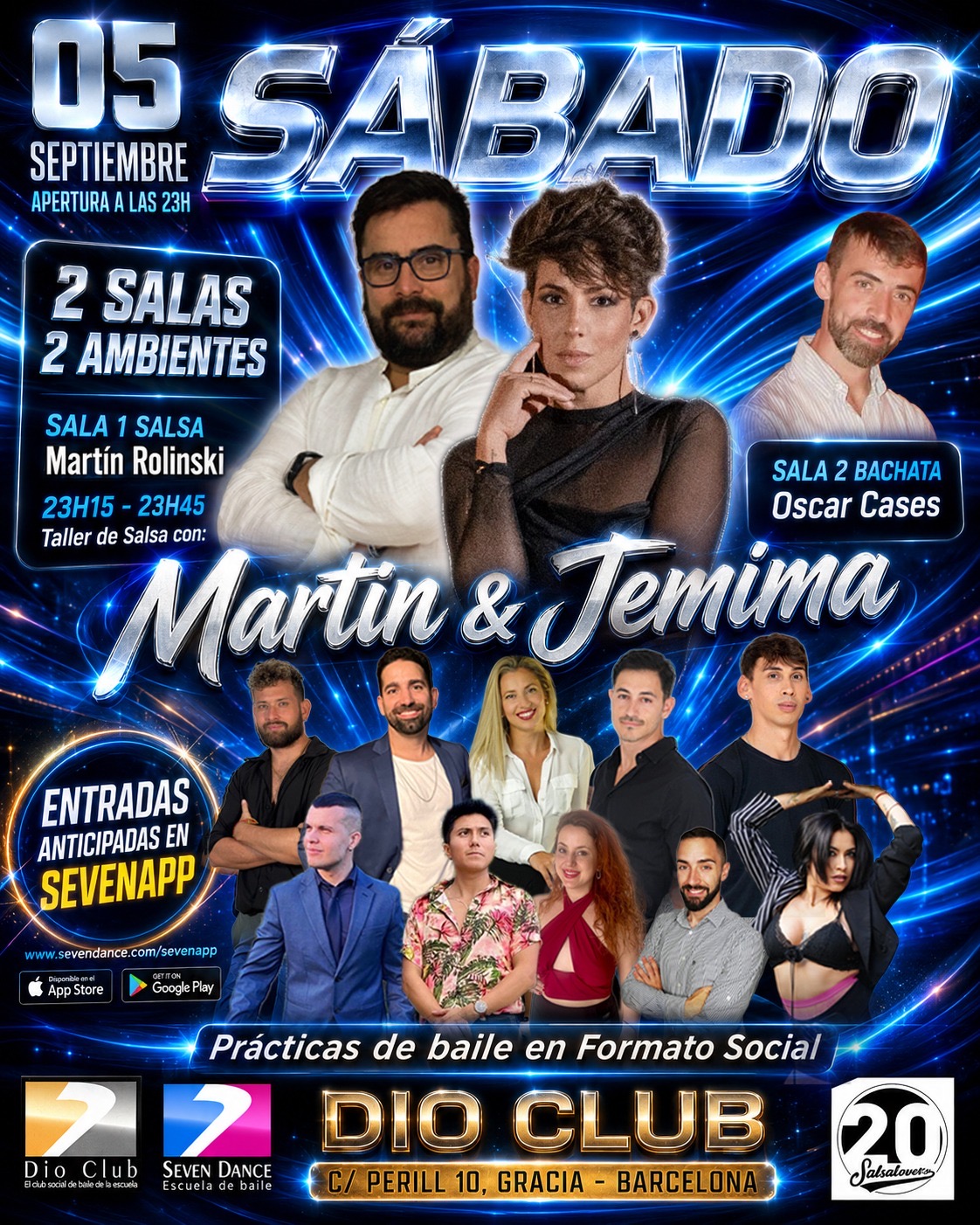 El 5 de septiembre, es sábado de salsa y bachata en Dio Club con taller de Martin & Jemima y dos salas de baile.. En sala 1, salsa con Martin Rolinski y en sala 2, bachata con Oscar Cases