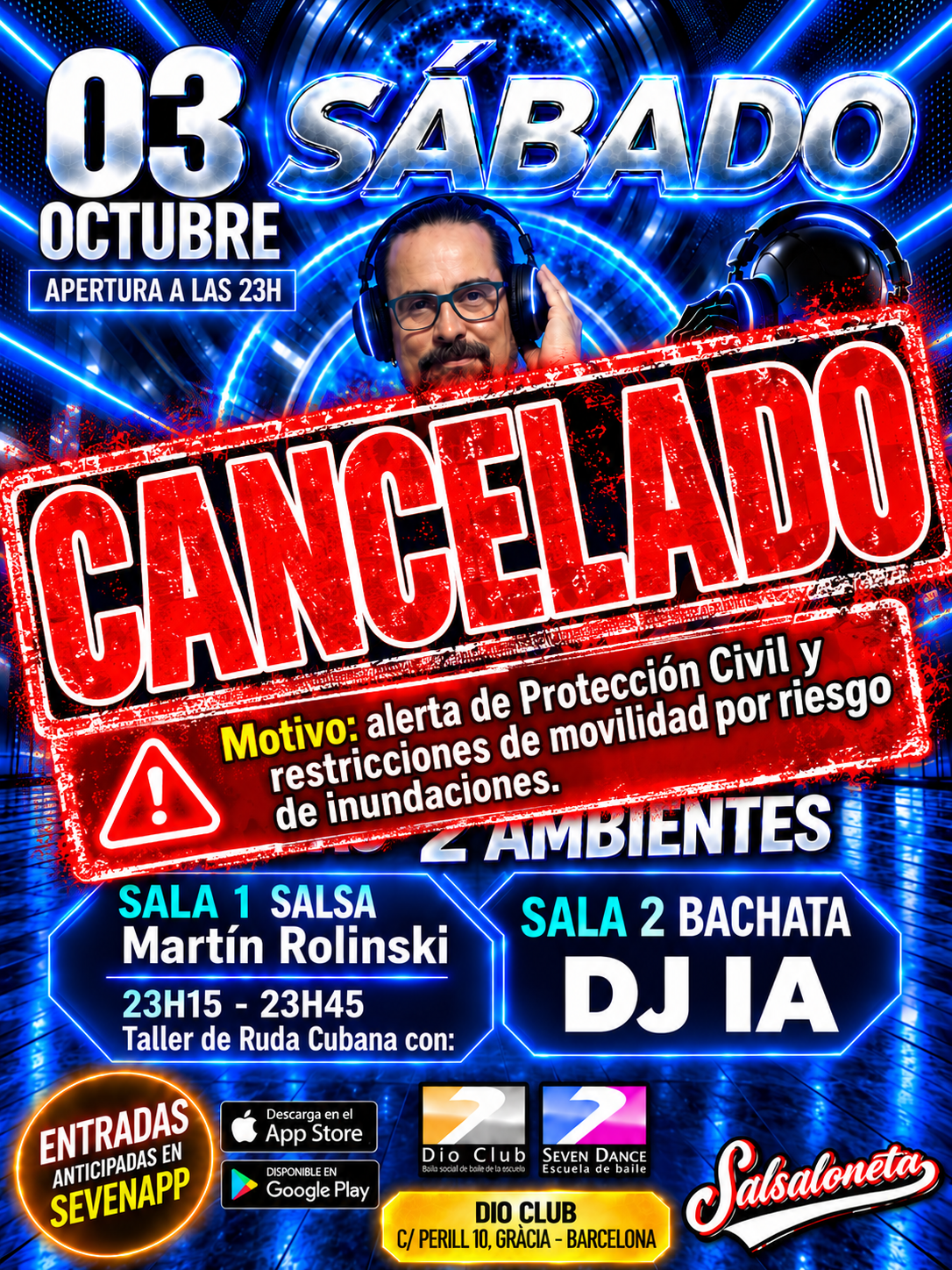Sábado 3 de octubre noche de salsa y bachata en Dio Club, con taller de rueda cubana. Sala 1 de salsa con Martin Rolinski y Sala 2 de bachata con pavel Solovev.