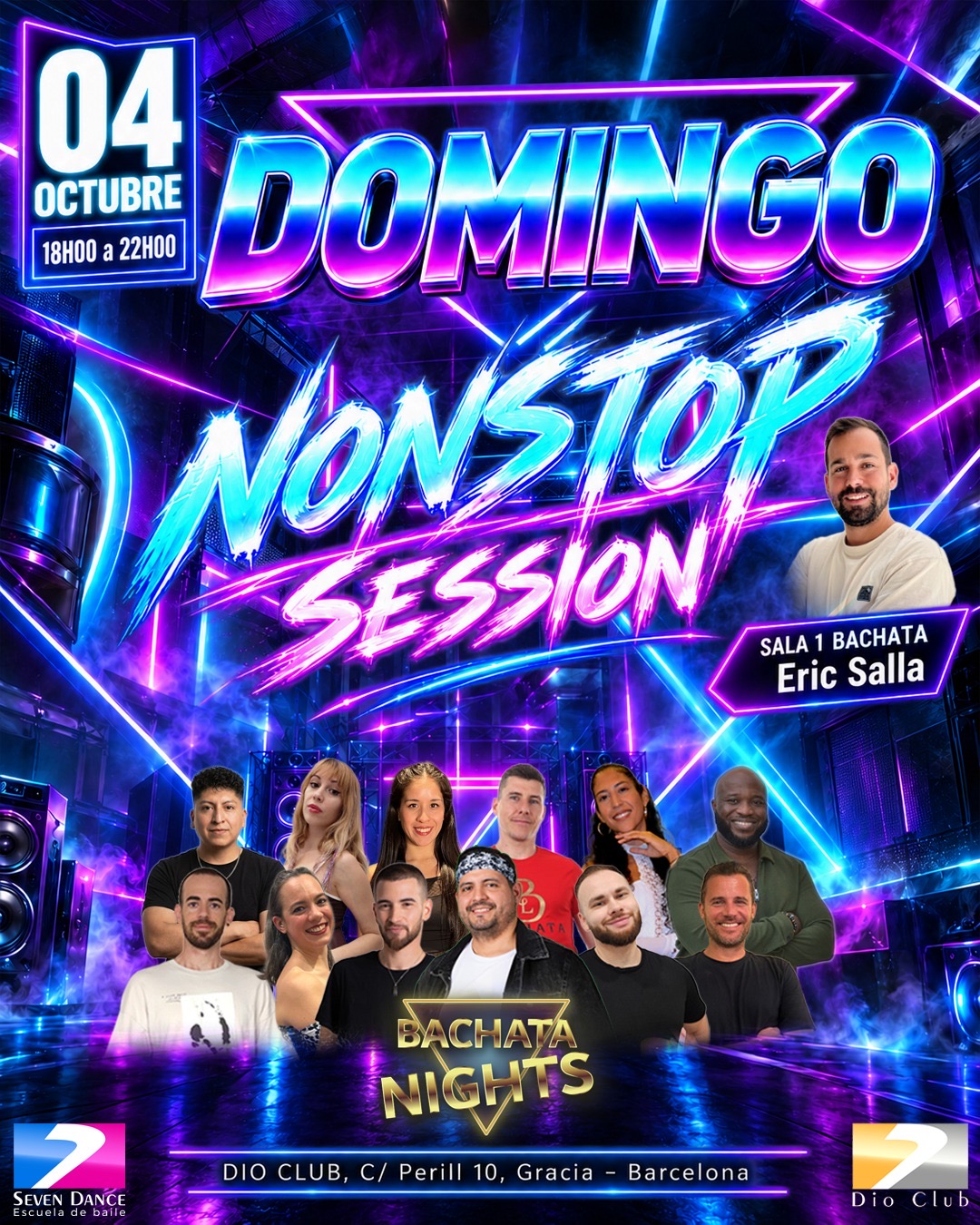Domingo 4 de octubre sesión NON STOP con Bachata Nights en Dio Club. Sala 1 a cargo de Eric Salla de 18:00 a 22:00.