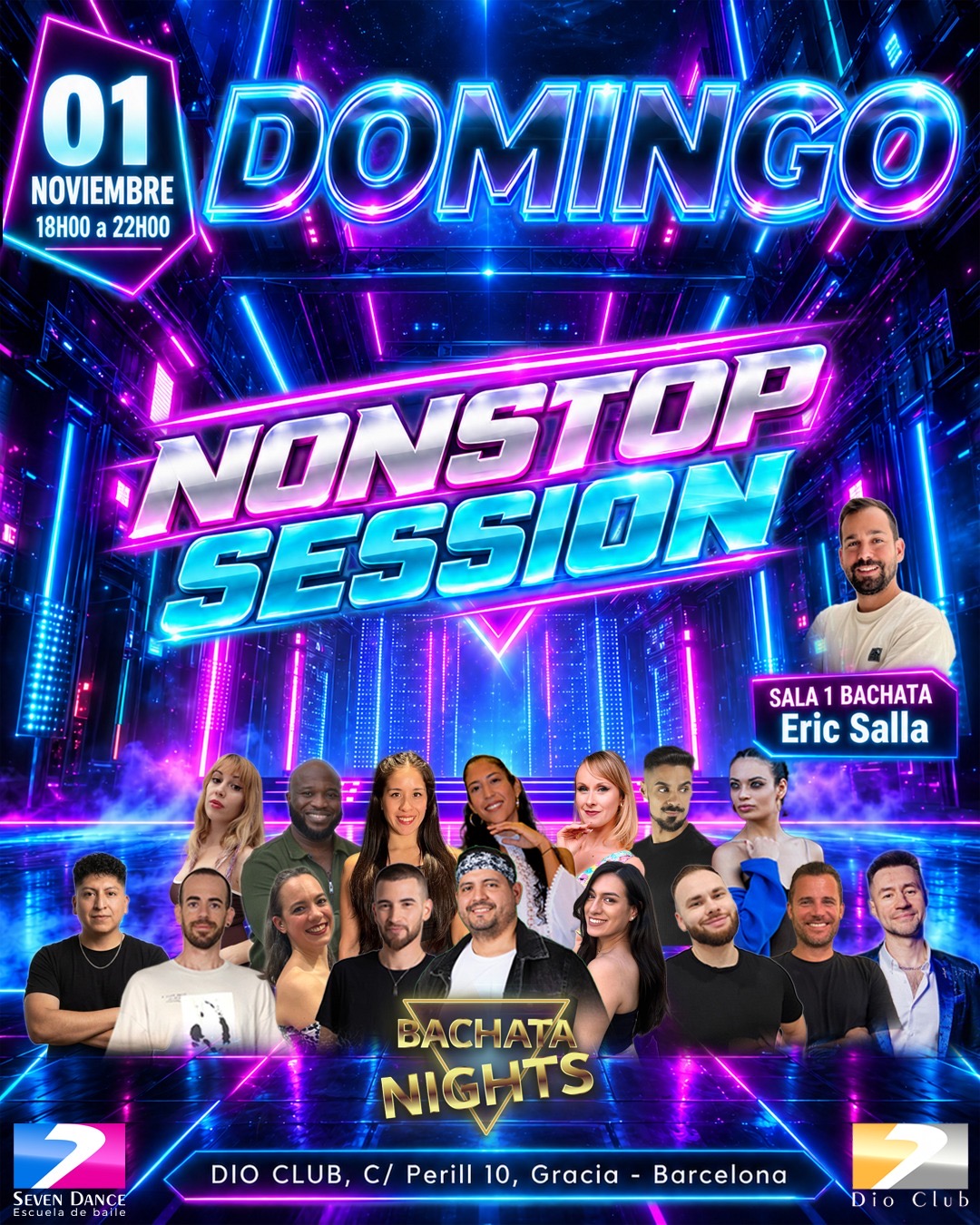 Domingo 1 de noviembre sesión NON STOP con Bachata Nights en Dio Club. Sala 1 a cargo de Eric Salla de 18:00 a 22:00.