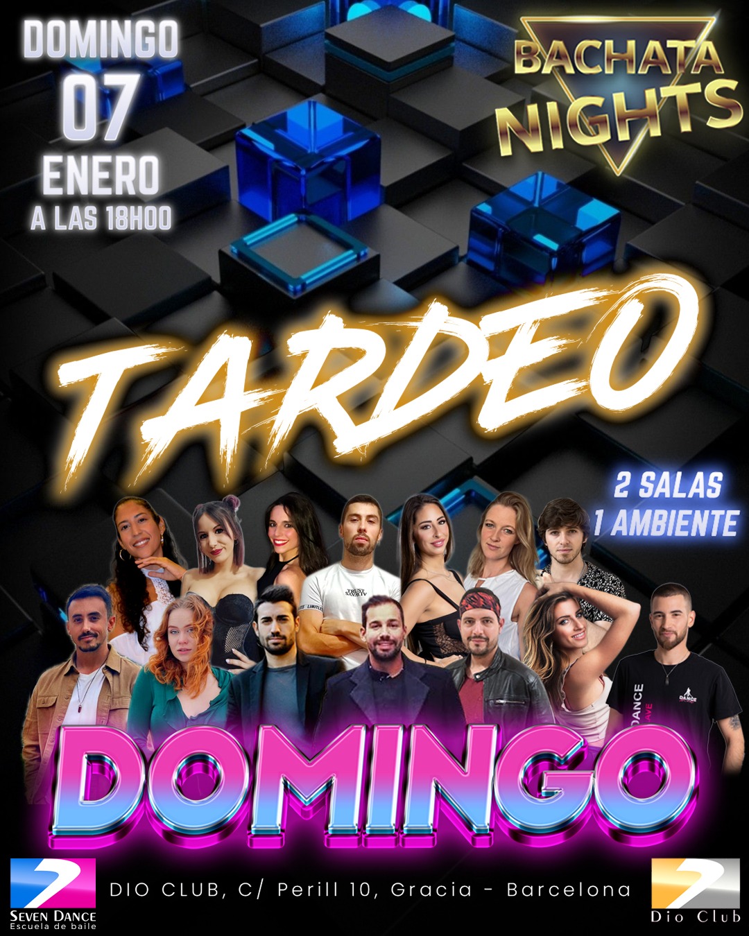 Escuelas de Baile Seven Dance Barcelona con prácticas y clases de baile, bachata y salsa