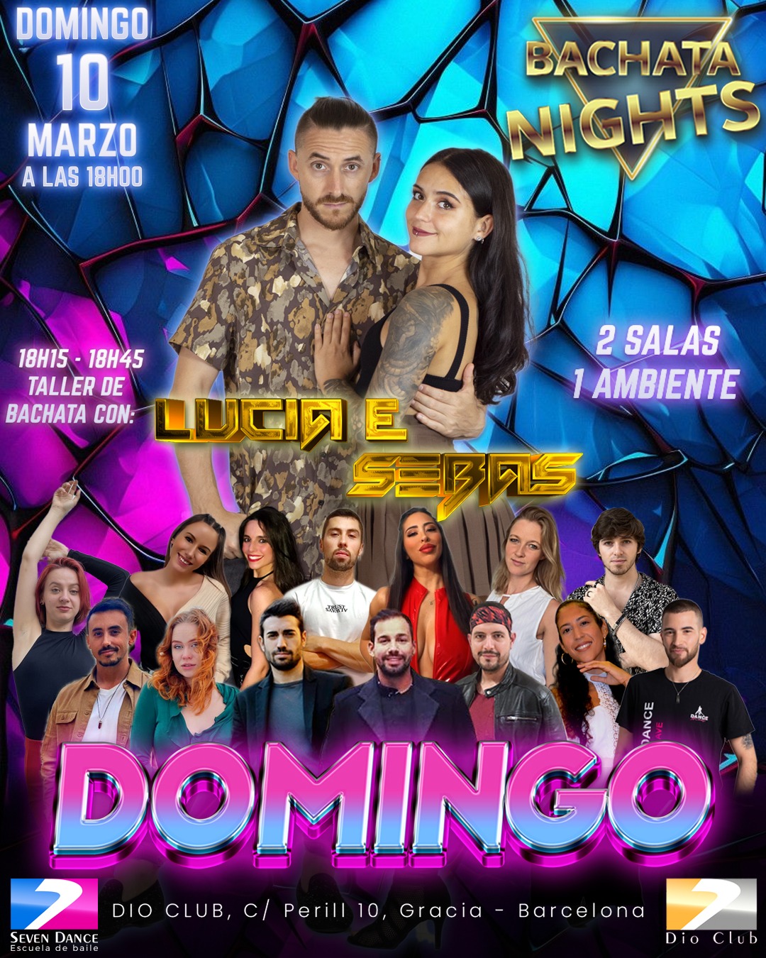 Escuelas de Baile Seven Dance Barcelona con prácticas y clases de baile, bachata y salsa
