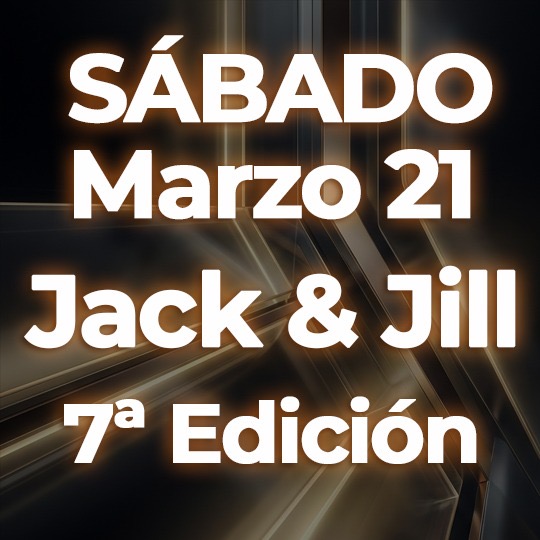 Cartel oficial de la 7ª edición Jack & Jill Bachata Spring en Dio Club Barcelona, competición de baile social el 21 de marzo con premios en metálico e inscripción en SevenApp.