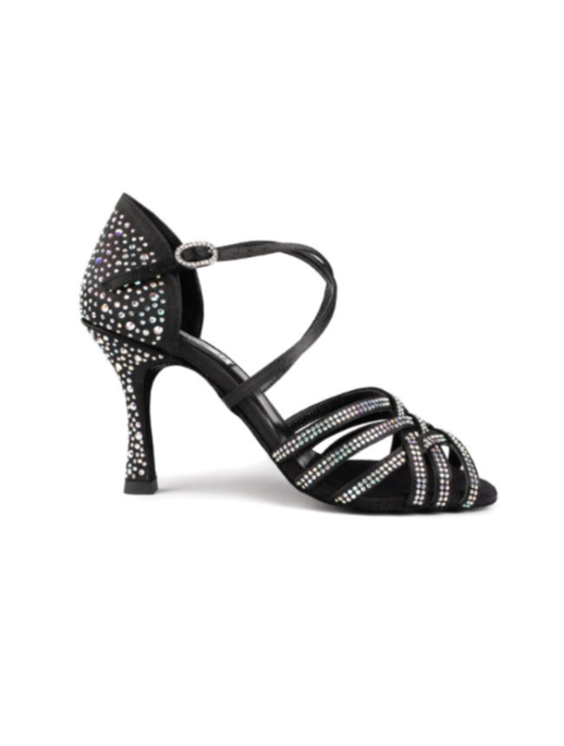 Zapato Leonor Black Satin & Crystals