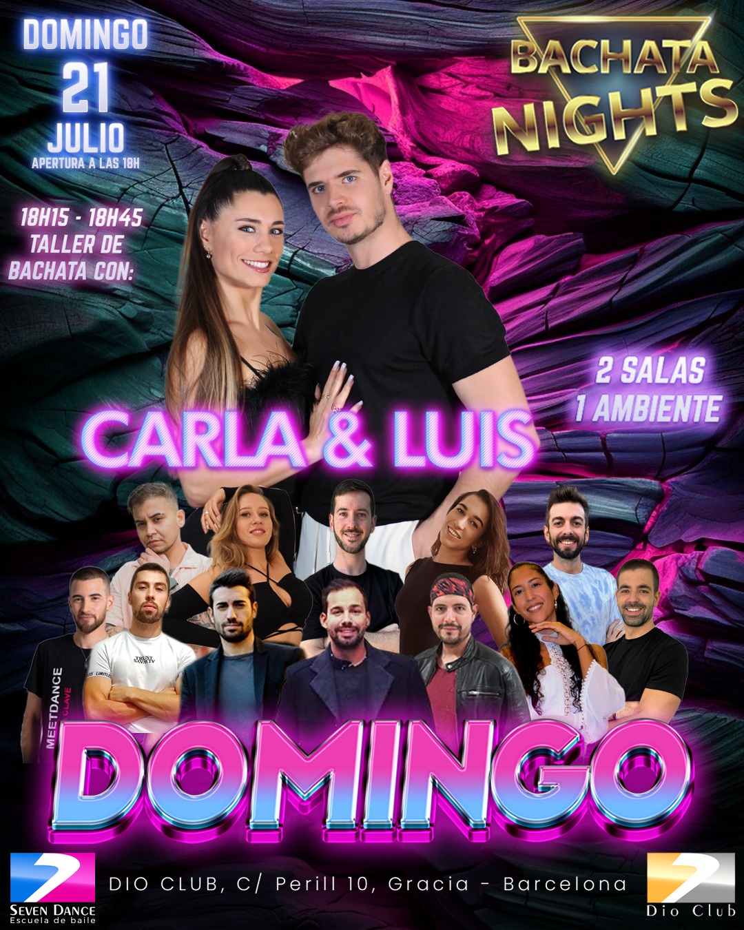 Escuelas de Baile Seven Dance Barcelona con prácticas y clases de baile, bachata y salsa