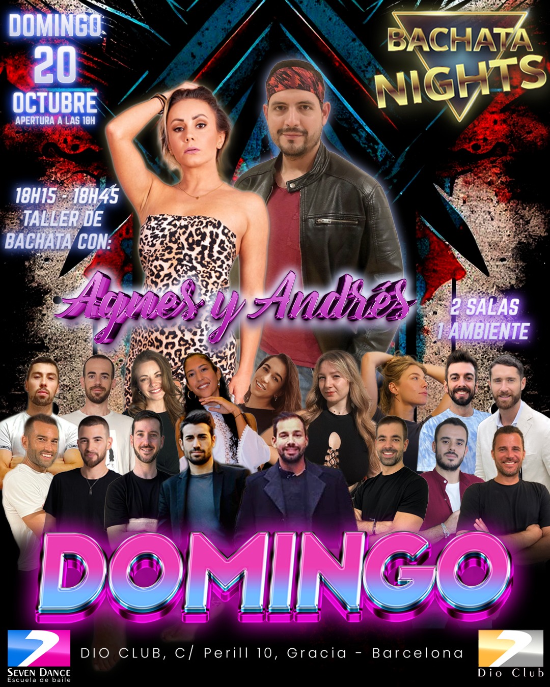 Escuelas de Baile Seven Dance Barcelona con prácticas y clases de baile, bachata y salsa