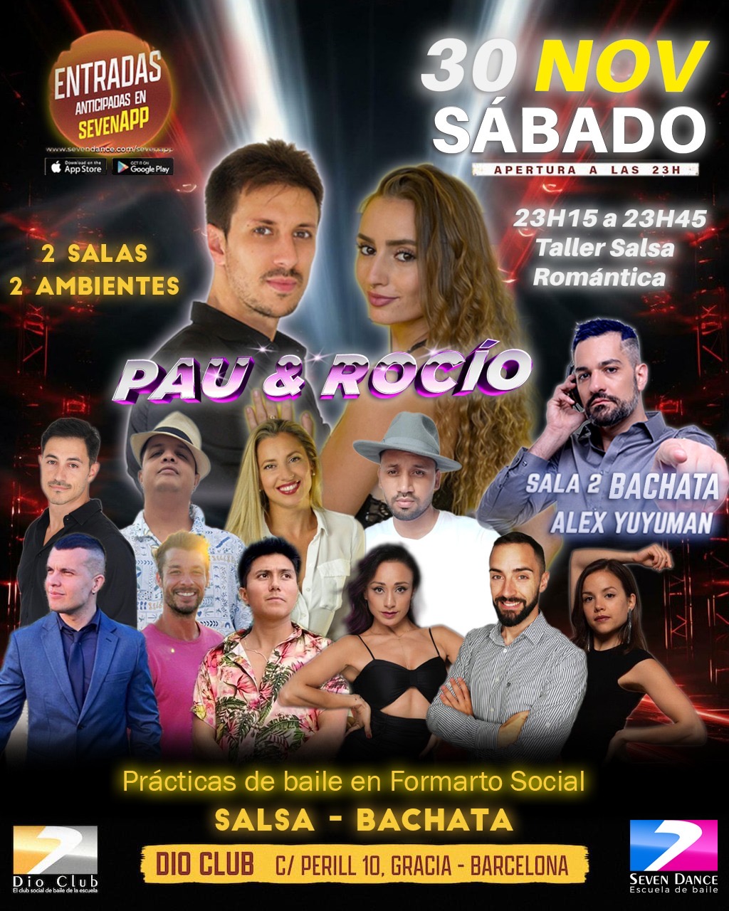 Escuela de Baile Seven Dance Barcelona con prácticas y clases de baile, bachata y salsa