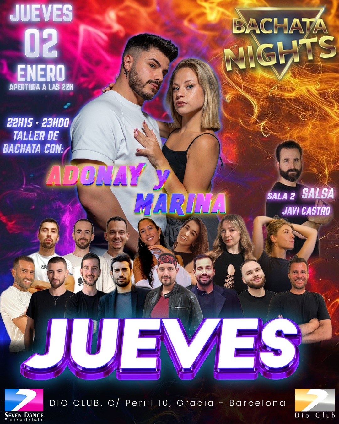 Escuela de Baile Seven Dance Barcelona con prácticas y clases de baile, bachata y salsa