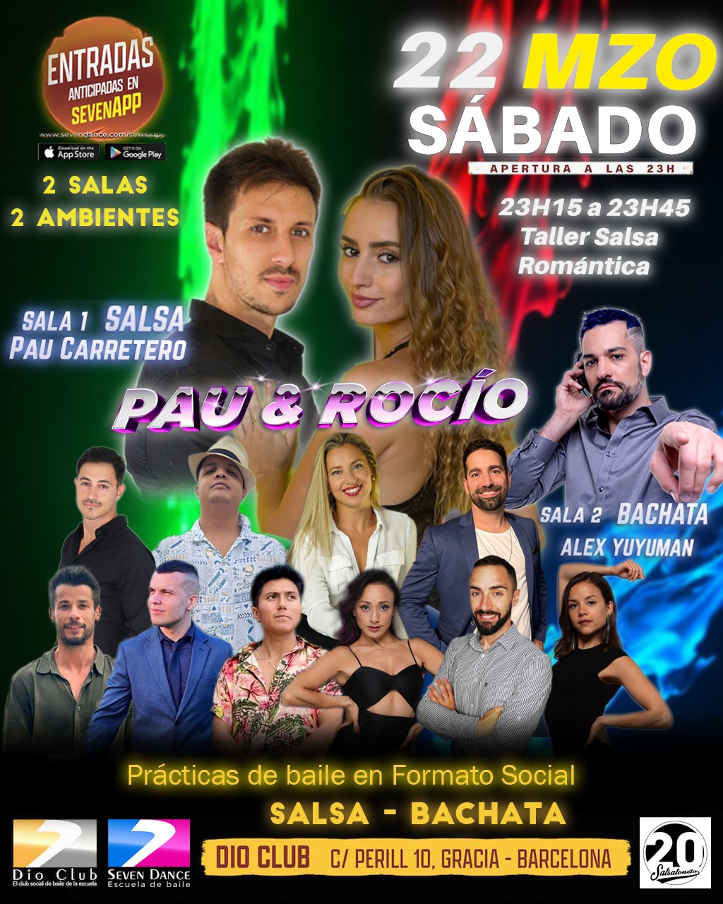 Escuela de Baile Seven Dance Barcelona con prácticas y clases de baile, bachata y salsa